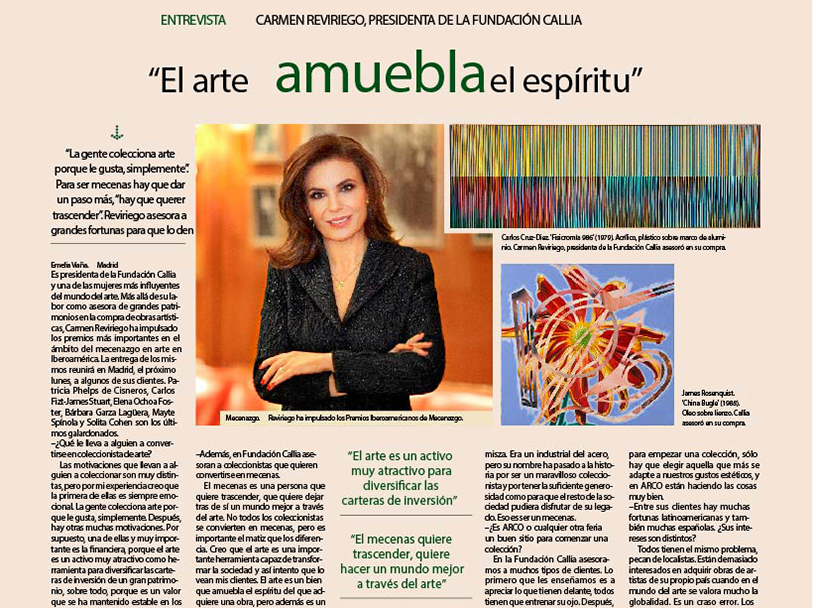 EXPANSIÓN. ENTREVISTA CARMEN REVIRIEGO. EL ARTE AMBUEBLA EL ESPÍRITU