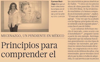 EL ECONOMISTA. INTERVIEW WITH CARMEN REVIRIEGO. PRINCIPLES IN ORDER TO UNDERSTAND THE ART MARKET